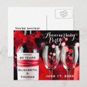 Briefkaarten flesjes en glazen Jubileum Party (Voorkant / Achterkant)