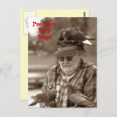 Briefkaarten Gronkel plezier met duiven op man (Voorkant / Achterkant)