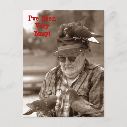 Briefkaarten Gronkel plezier met duiven op man (Voorkant)