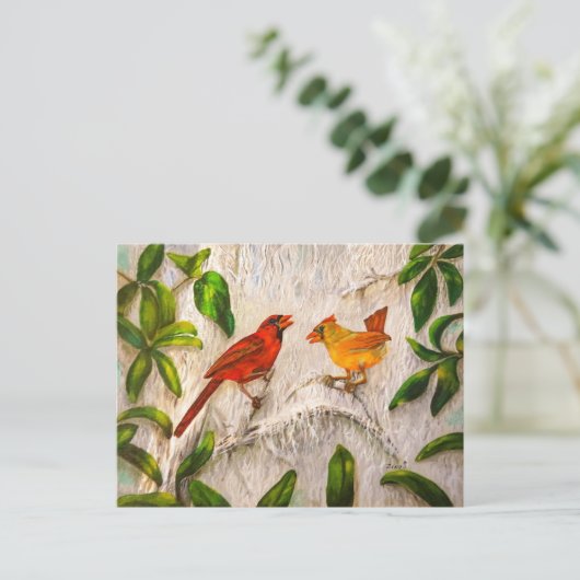 Briefkaarten Kardinalen. Zing van liefde (Staand voorkant)