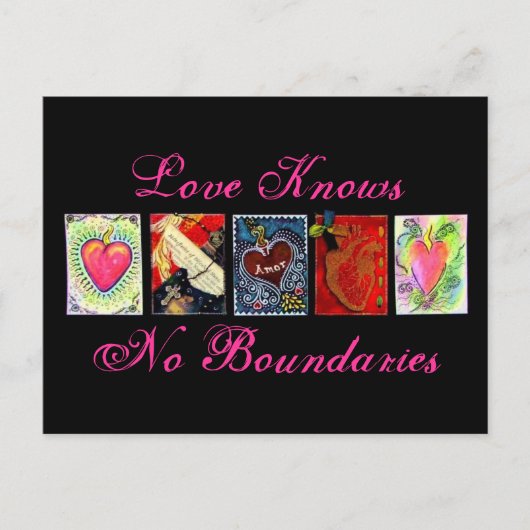 briefkaarten "Love Knoins No Boundaries" (Voorkant)