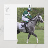 Briefkaarten met grijze Race Paarden (Voorkant / Achterkant)