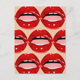 BRIEFKAARTEN MET TOOTH GIRL RED LIPS