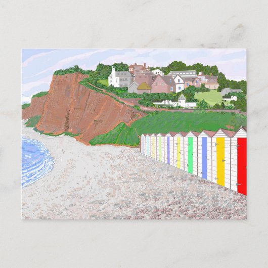 Briefkaarten op het strand van Budleigh Salterton (Voorkant)