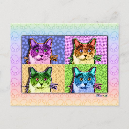 Briefkaarten - Pop Art Cat (Voorkant)