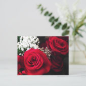 Briefkaarten Red Roses Baby's Breath Boeket Blank (Staand voorkant)