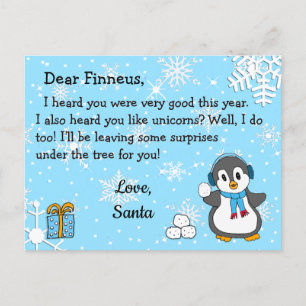 Briefkaarten van de Santa: Holiday Penguin en Snow