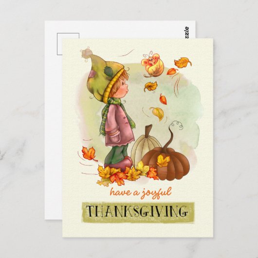 Briefkaarten van de Thanksgiving van Little Boy en (Voorkant / Achterkant)