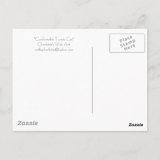 briefkaarten voor "Comfortable Tuxedo Cat" (Achterkant)