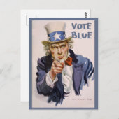 Briefkaarten voor kiezers UNCLE SAM Vote Blue (Voorkant / Achterkant)