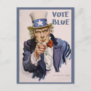 Briefkaarten voor kiezers UNCLE SAM Vote Blue