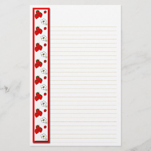 Briefpapier met aardbeien en bloemen (Voorkant)