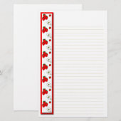 Briefpapier met aardbeien en bloemen (Voorkant / Achterkant)