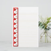 Briefpapier met aardbeien en bloemen (Staand voorkant)
