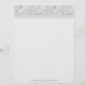 Briefpapier met linnen, kant en witte bloemen briefhoofd (Voorkant / Achterkant)