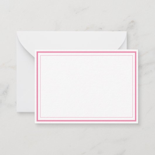 Briefpapier met roze rand en eigen monogram notitiekaartje (Achterkant)