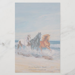 Briefpapier, paarden in het surf briefpapier
