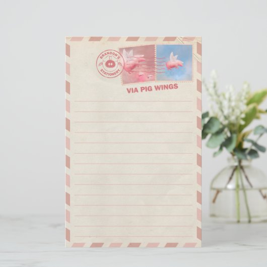 Briefpapier voor vliegende varkens (Staand voorkant)