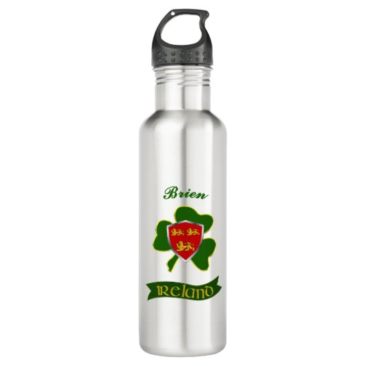 Brien Irish Shield & Shamrock gepersonaliseerd Waterfles (Voorkant)