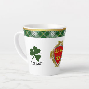 Brien Irish Shield & Tartan gepersonaliseerd Latte Mok