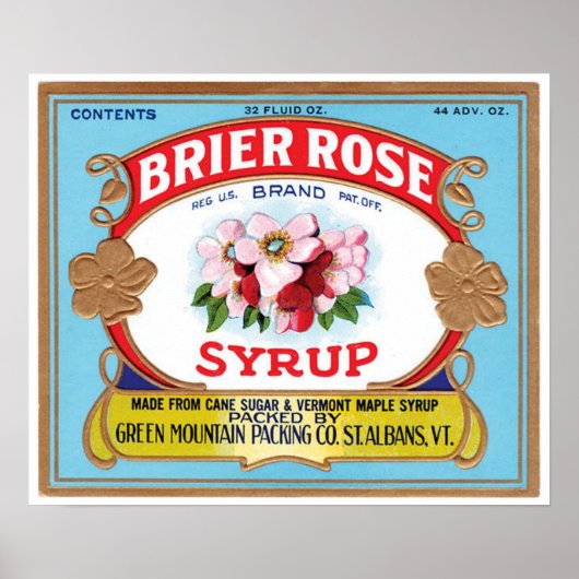  Brier Roos Maple Syrup Crate Label Poster (Voorkant)