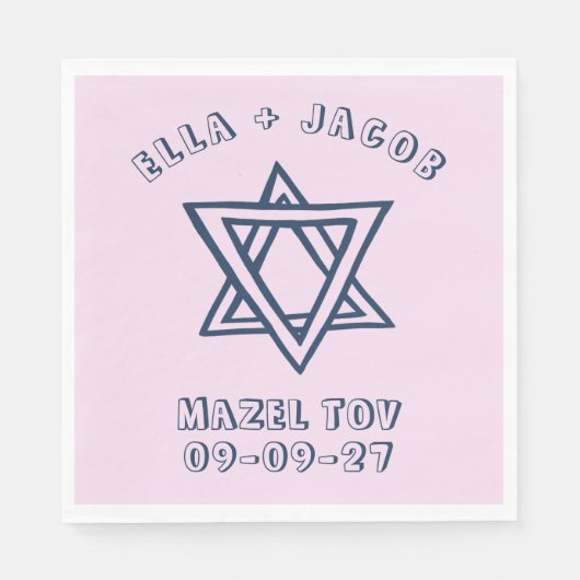 BRIEVEN STAR DAVID Aangepaste JOODSE bruiloft Servet (Voorkant)