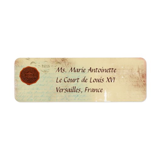 Brieven van Paris Custom Personal Adresetiketten Etiket (Voorkant)