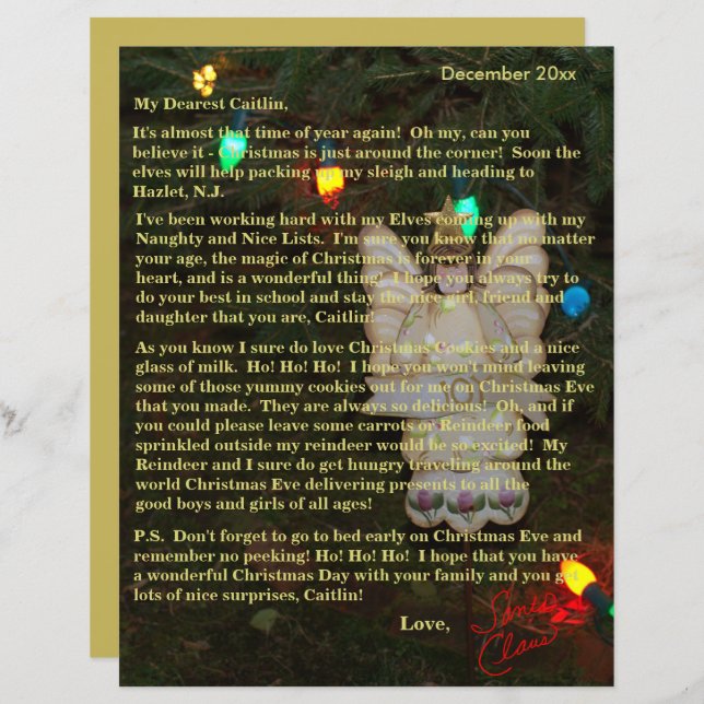 Brieven van Santa Angel Lights Ouder Kinderen (Voorkant / Achterkant)