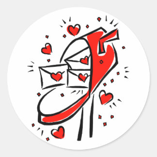 Brievenbus brieven harten contouren liefde ronde sticker