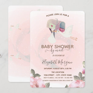 Brievenbus,Cute Ooievaar Bloem Baby Shower  Kaart