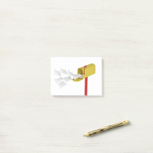 Brievenbus met vliegletters post-it® notes (Op bureau)