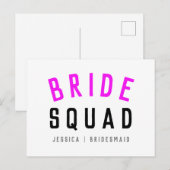 Brigadestraat| Hot Pink Bachelorette Bridesmaid Briefkaart (Voorkant / Achterkant)