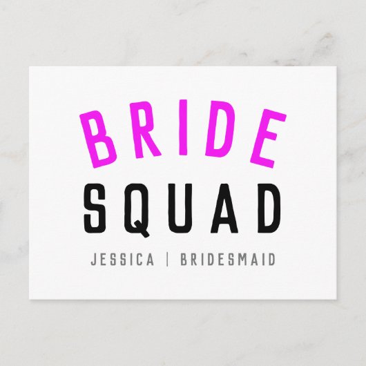 Brigadestraat| Hot Pink Bachelorette Bridesmaid Briefkaart (Voorkant)