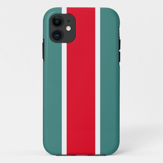 Bright 70s Red White Ocean Blauwgroen Racing Strip Case-Mate iPhone Case (Achterkant)