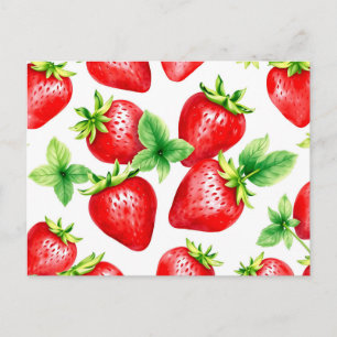 Bright Aardbeien in Waterverf op Wit Briefkaart