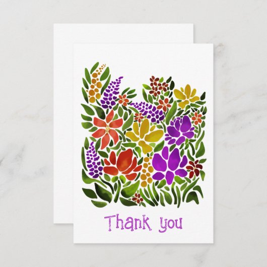 Bright Abstract Floral Flat Dank u kaart (Voorkant / Achterkant)