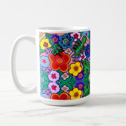 Bright Abstrait Flower Art café Mug (Gauche)