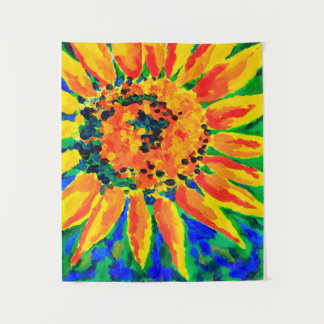 Bright and Cheerful Single Sunflower Acrylic Paint Wandkleed