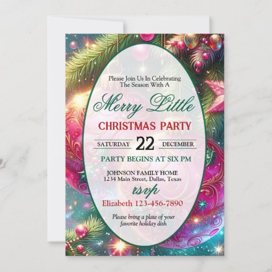 Bright and Colorful Christmas Party Invitation (Devant)