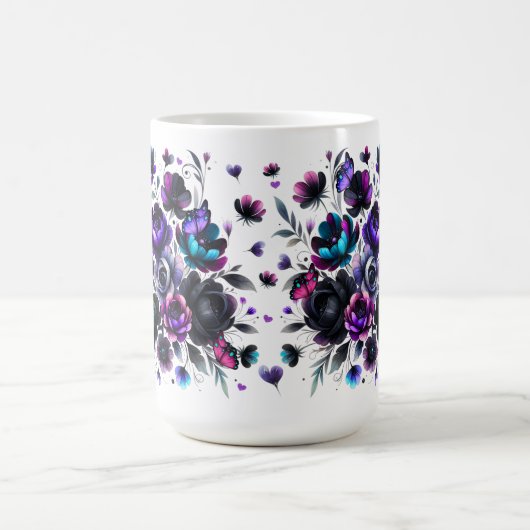 Bright and Dark Floral Fantasy with Butterflies Magische Mok (Midden)