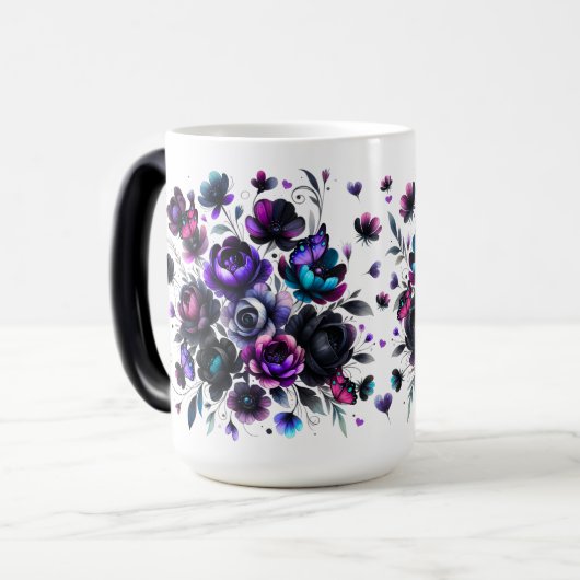 Bright and Dark Floral Fantasy with Butterflies Magische Mok (Voorkant links)