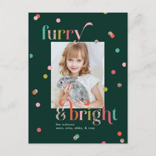 Bright and Furry Holiday Photo Card Briefkaart