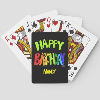 Bright and Happy Birthday Custom Name Pokerkaarten