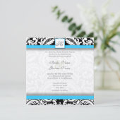 Bright Aqua Black Silver Wedding Invitations (Debout devant)