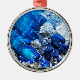 Bright Aqua Blue Geode Minerale Stone Metalen Ornament