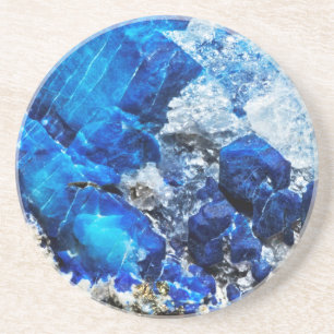 Bright Aqua Blue Geode Minerale Stone Zandsteen Onderzetter