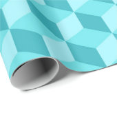 BRIGHT AQUA BLUE GEOMETRIC CUBE PATTERS CADEAUPAPIER (Rol Hoek)