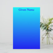 Bright Aqua Blue gepersonaliseerd ombre Briefpapier (Staand voorkant)