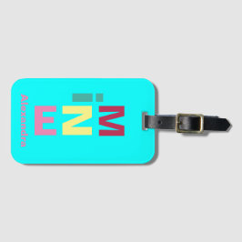 Bright Aqua Blue met meerdere kleuren Boho Bagagelabel