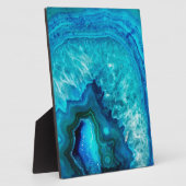 Bright Aqua Blue Turquoise Geode Minerale Stone Fotoplaat (Zijkant)